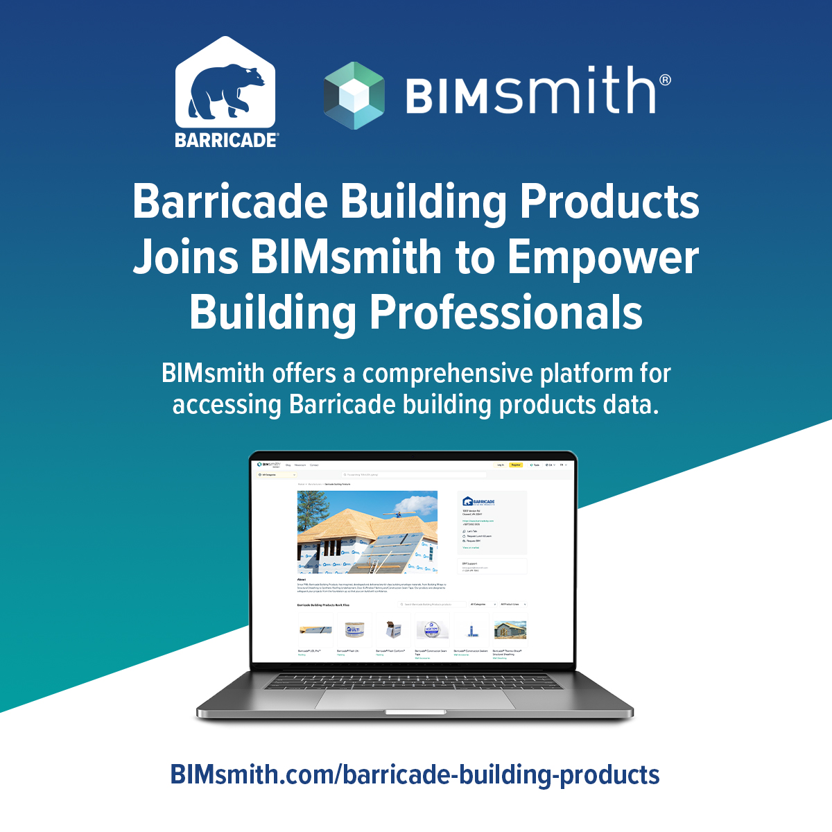 This is a graphic showing Barricade is now live on the BIMsmith website.