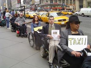 Roll-In Demonstration at Penn Station's Taxi Stand, April 22, 2004 (Credit: Philip Bennett)