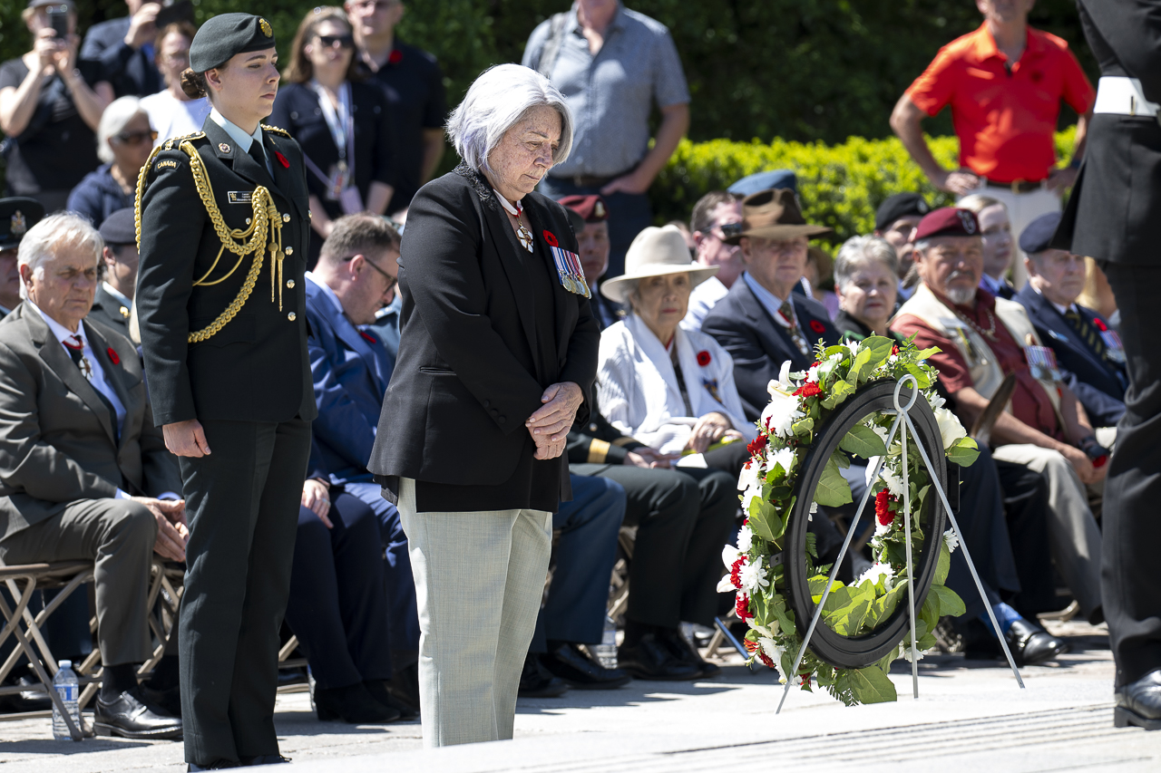 Governor General of Canada Her Excellency Mary Simon places a wreath