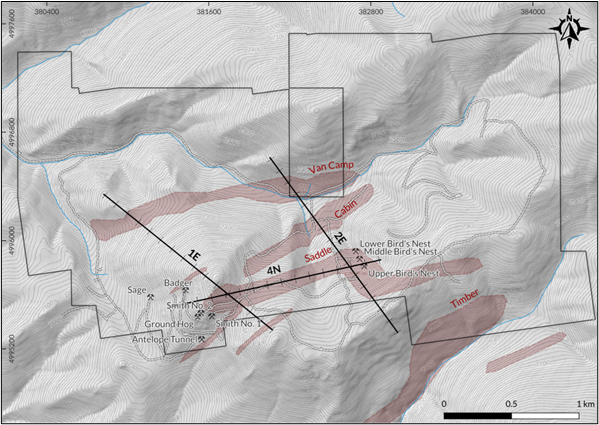 Map of Ruby Graphite Project showing new targets and IP lines