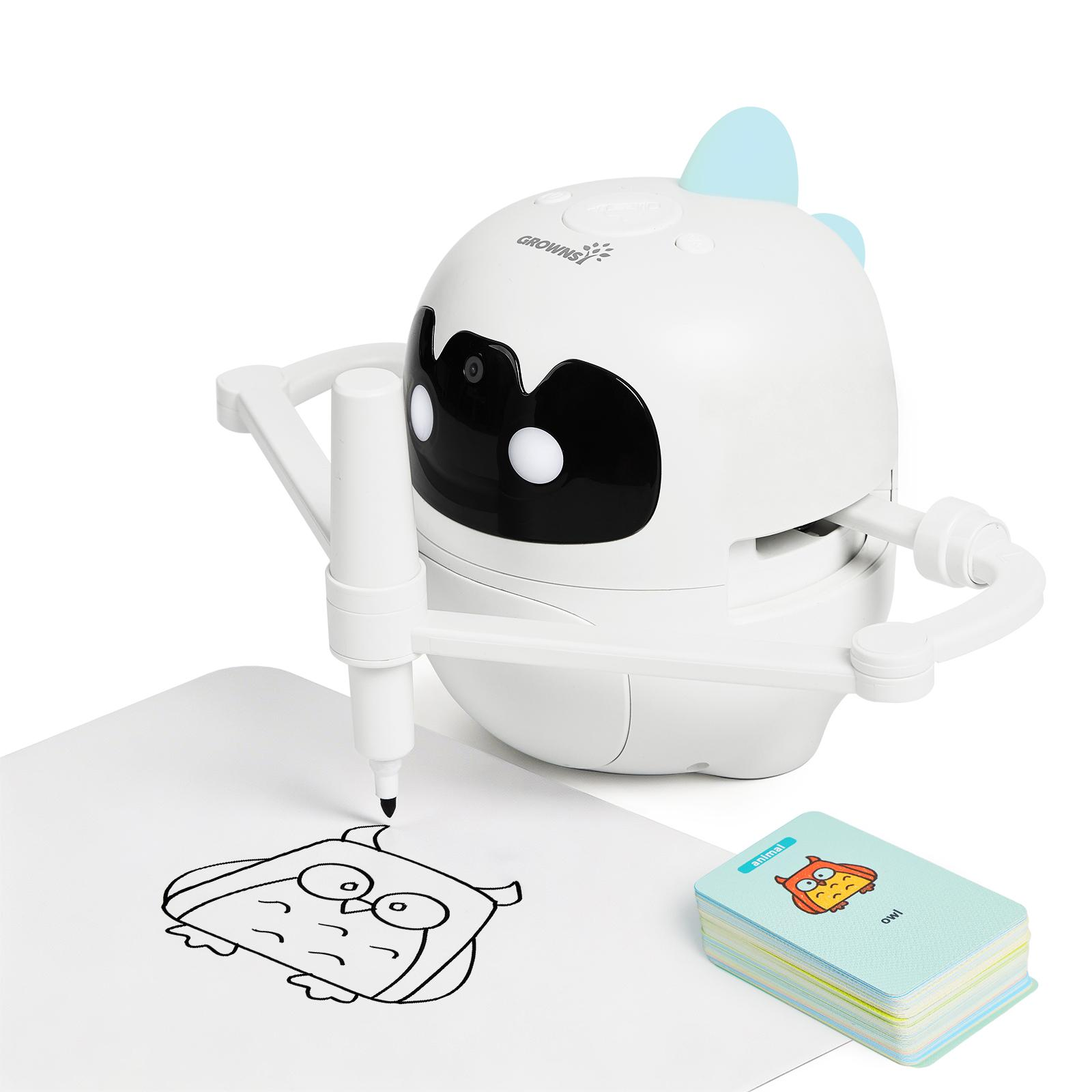 GROWNSY Smart Drawing Robot drawing a house with markers on white board