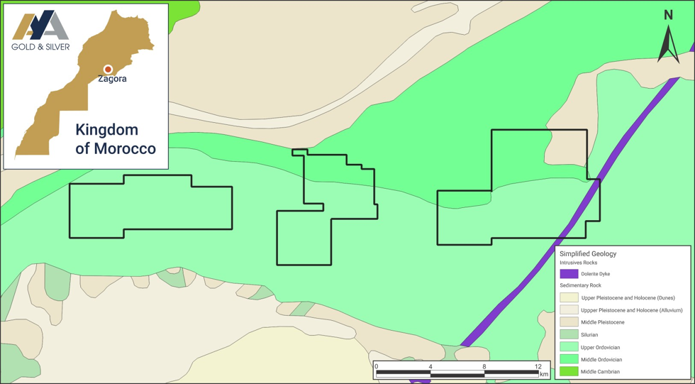 Figure 2: Zagora project with Regional Geology