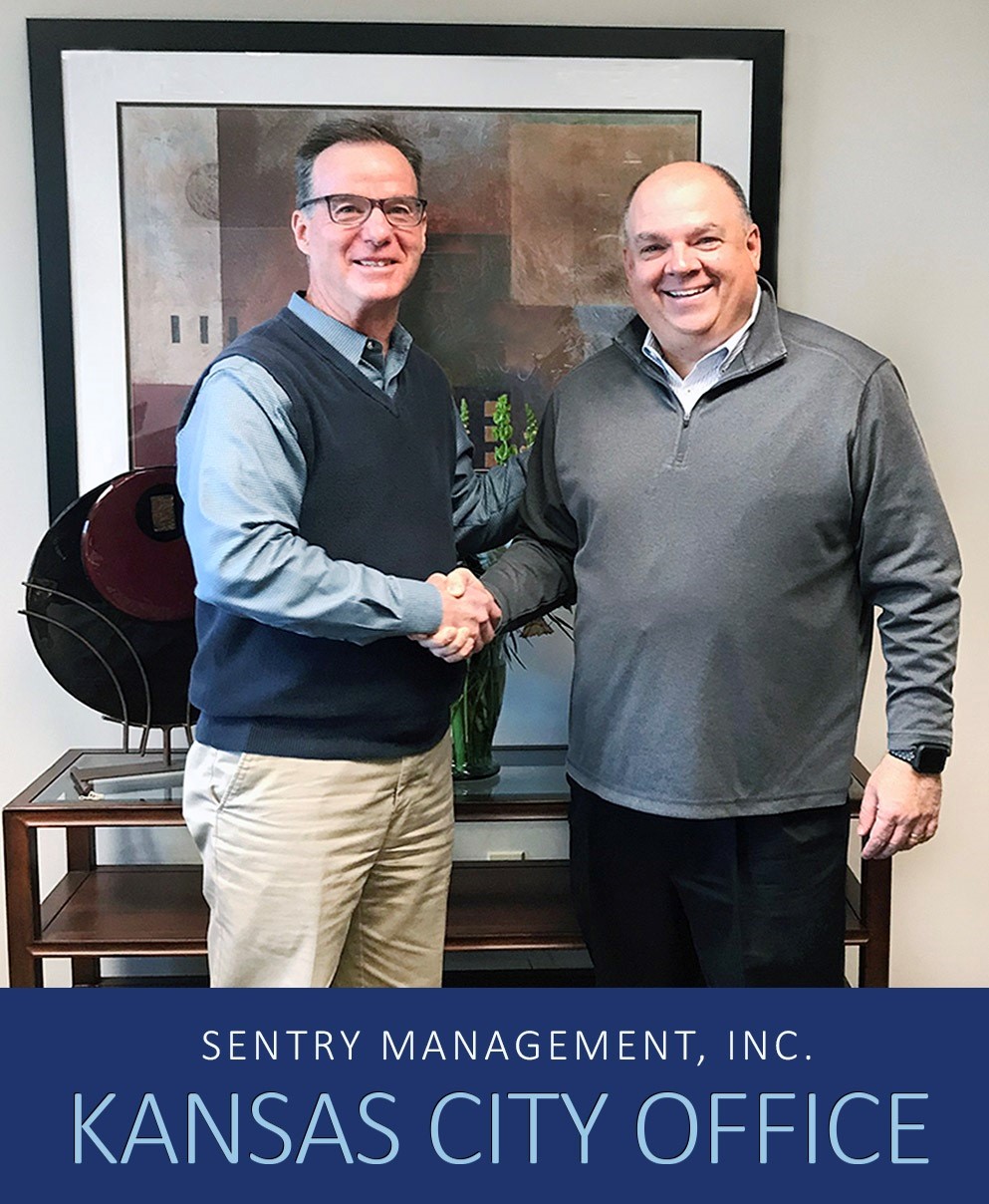 James A. Tiehen, of The Tiehen Group, is welcomed to Sentry Management by President Bradley Pomp.