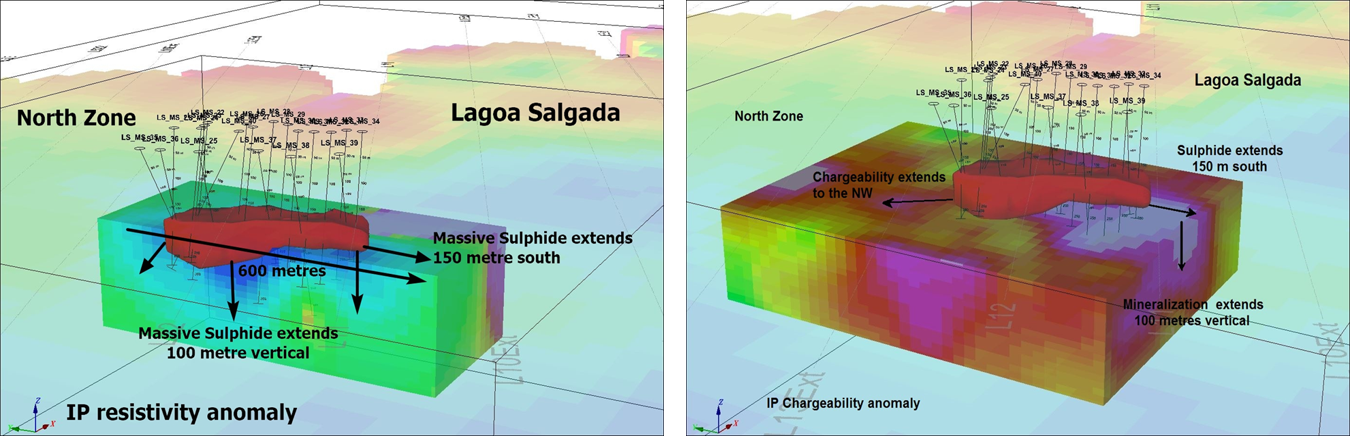 Figure 4 - IP Resistivity and Chargeability Anomalies