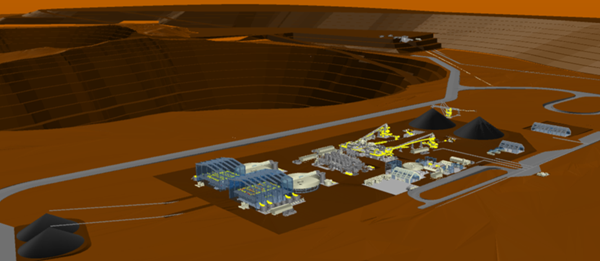 Isometric Illustration (Looking SE) of Processing Related Facilities for the Stand-alone Open Pit PFS.