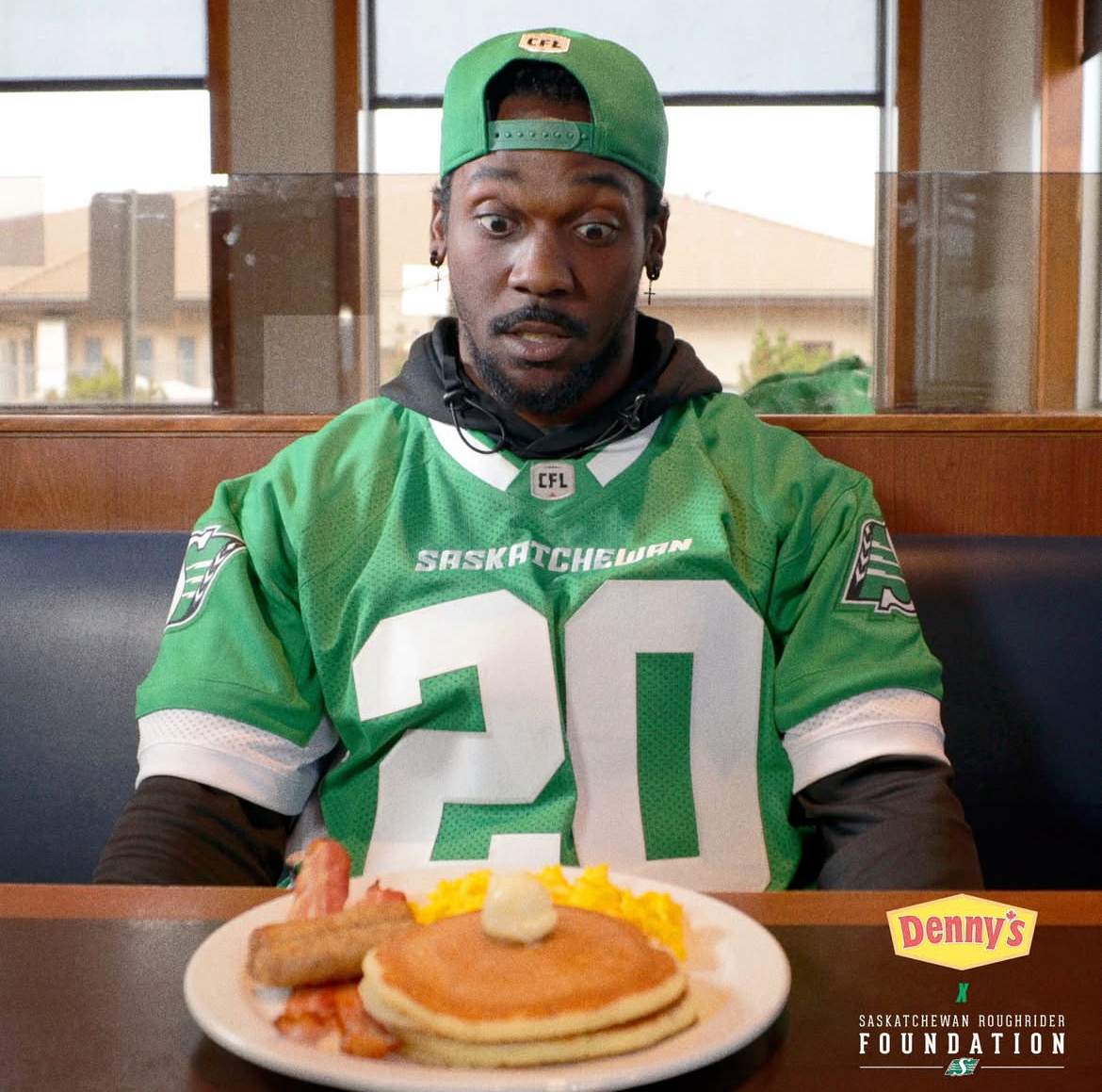 Frankie Hickson, Saskatchewan Roughrider - Denny's Canada x Saskatchewan Roughriders Foundation