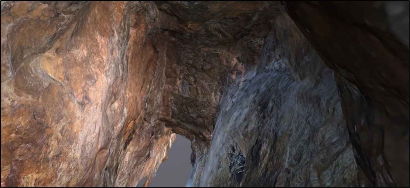 LiDAR Image of Antimony Veins on ceiling and walls of stope – Lower Adit, Frost Cove Mine image