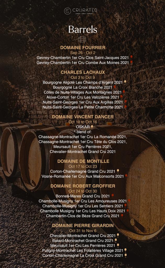 Crurated Barrels Schedule Fall 2022