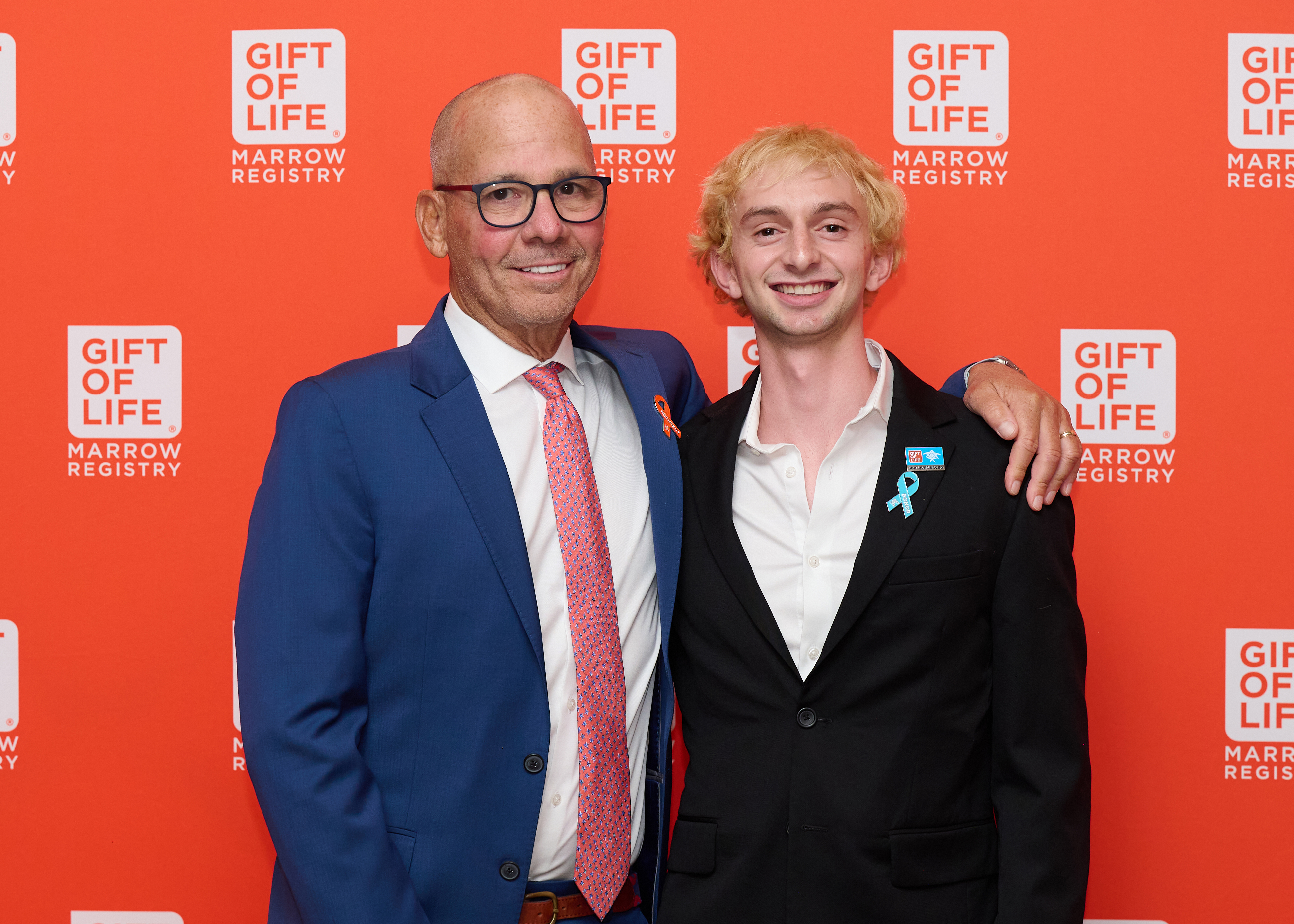 Transplant recipient Mark Josephson was introduced to his blood stem cell donor Jacob Isrow at the Gift of Life One Huge Night LA Gala held at the Beverly Wilshire on September 16, 2024.