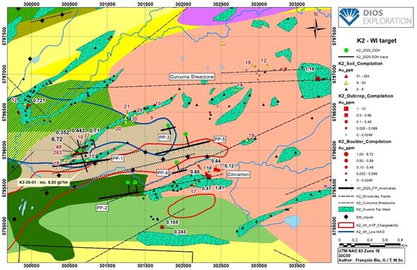 K2 gold drill discovery- WI Target