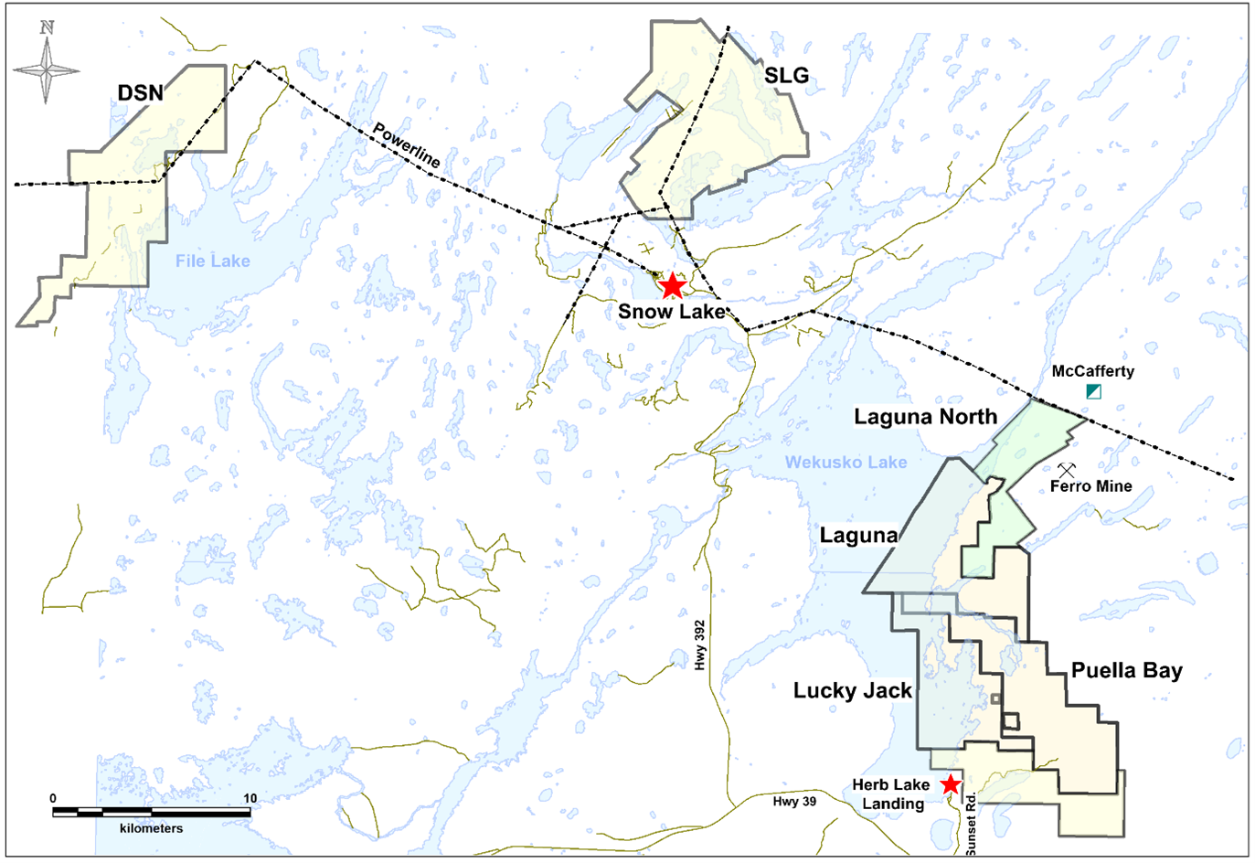 Snow Lake, Manitoba, Property Location Map