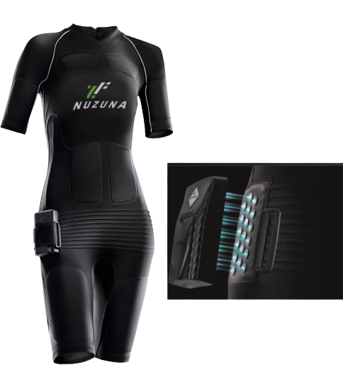 Nuzuna Wellness Centers are working on a new proprietary fitness suit using EMS, electro-muscle stimulation designed to provide a total body workout equivalent to a four-hour workout in just 20 short minutes. 