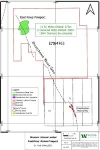 Location of the drilling program north-west of the Greenbushes lithium mine