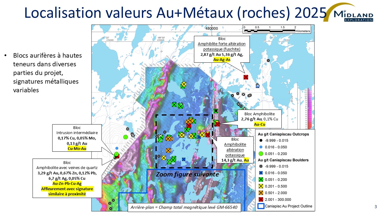 Localisation valeurs Au+métaux (roches) 2025