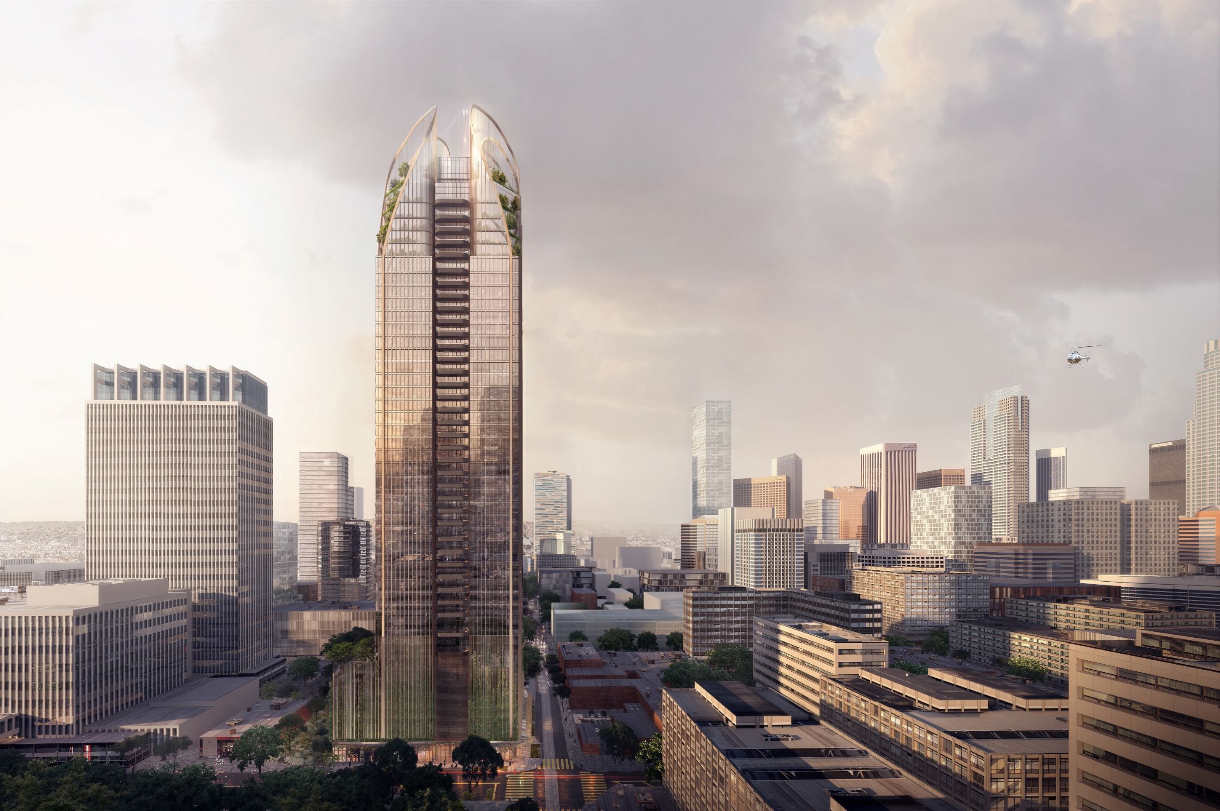 Crown Group's proposed condominium and hotel tower in Downtown LA 