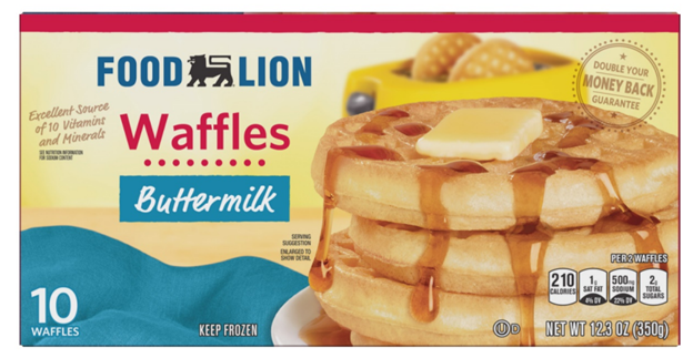 Food Lion recalls frozen buttermilk waffles.