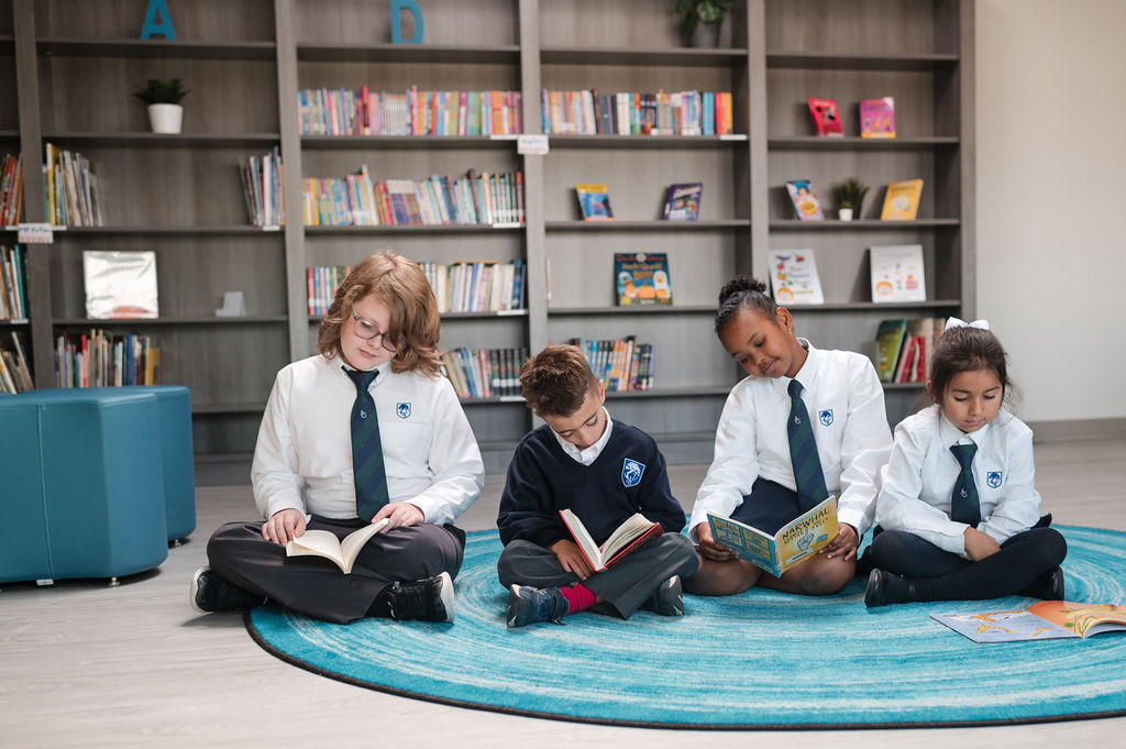 IB students reading in library