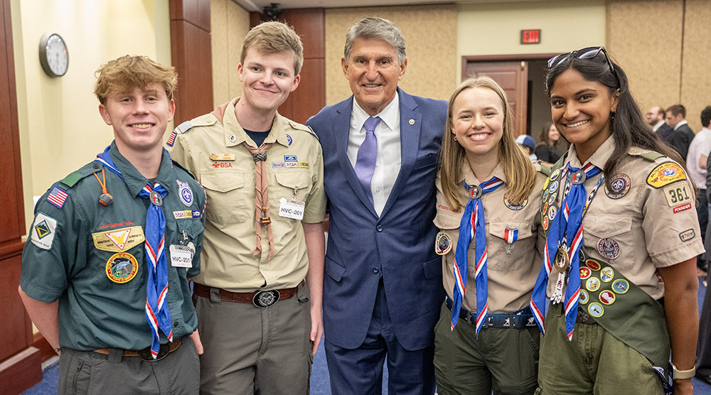 U.S. Senator Joe Manchin from West Virginia joins Scouts and scouters from the Baltimore Area Council.