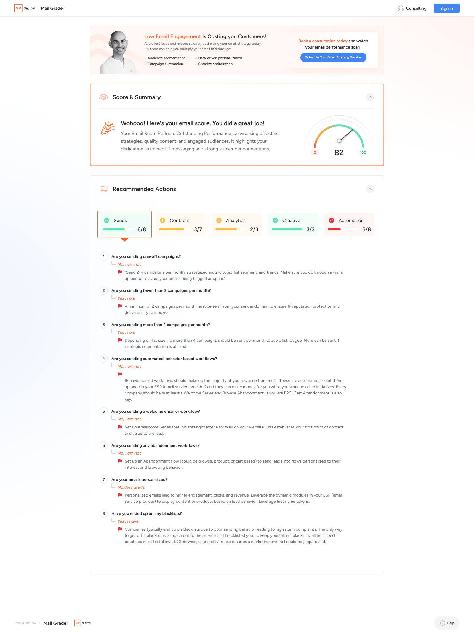 Exemple de rapport complet de classification du courrier