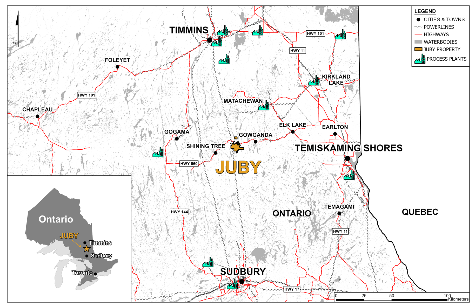 Location of Juby Gold Project