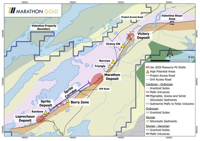 Location Map, Valentine Gold Project. (See News Release Dated February 3, 2020 for a Description of the 2020 Exploration Drill Program).