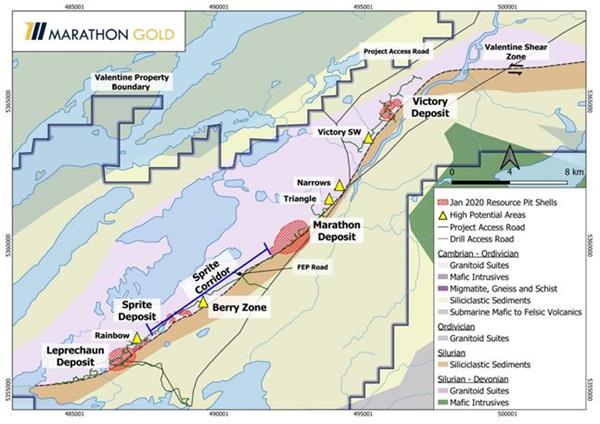Location Map, Valentine Gold Project. (See News Release Dated February 3, 2020 for a Description of the 2020 Exploration Drill Program).