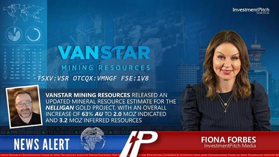 Vanstar Mining Resources released an updated Mineral Resource Estimate for the Nelligan Gold project, with an overall increase of <percent>63%</percent> gold to 2.0 Moz Indicated and 3.2 Moz Inferred Resources: Vanstar Mining Resources released an updated Mineral Resource Estimate for the Nelligan Gold project, with an overall increase of <percent>63%</percent> gold to 2.0 Moz Indicated and 3.2 Moz Inferred Resources