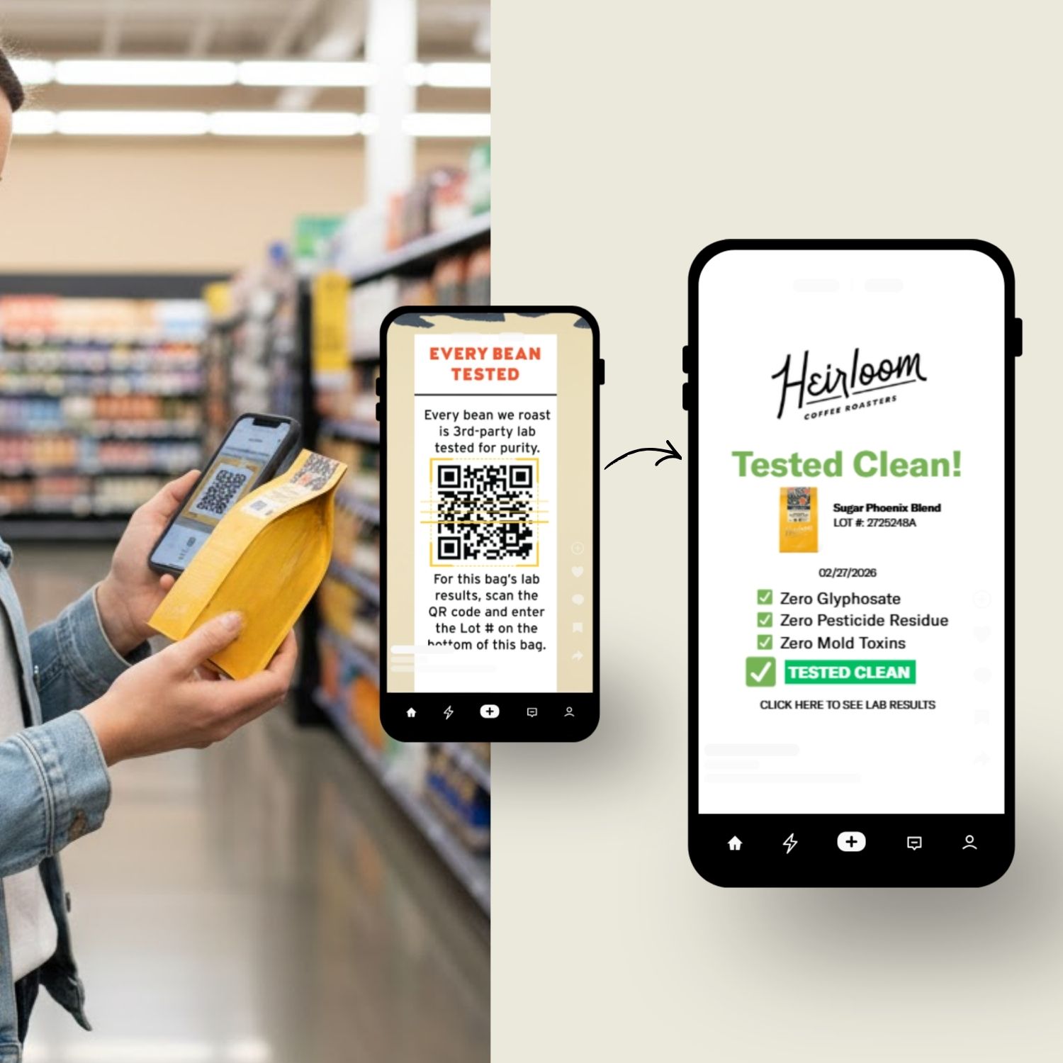 Shopper clicks QR code