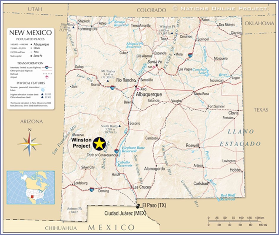 Location of the Winston Property Winston, New Mexico