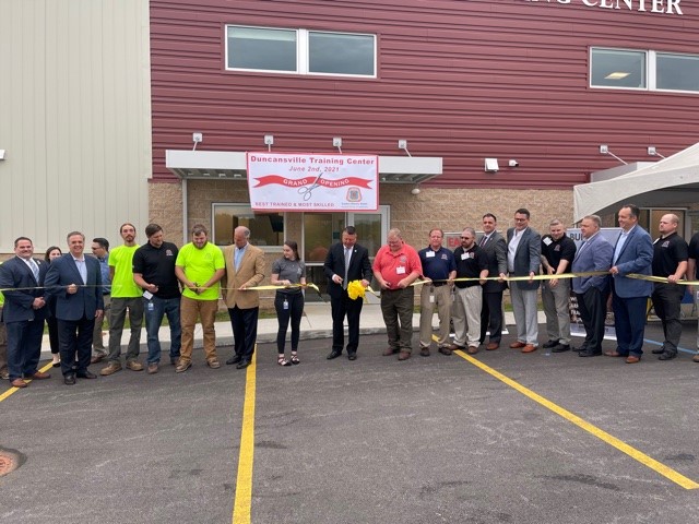 Carpenters taking part in Ribbon Cutting of the Duncansville Training Center