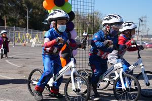 Marvin Elementary Students ride their new Strider Bikes