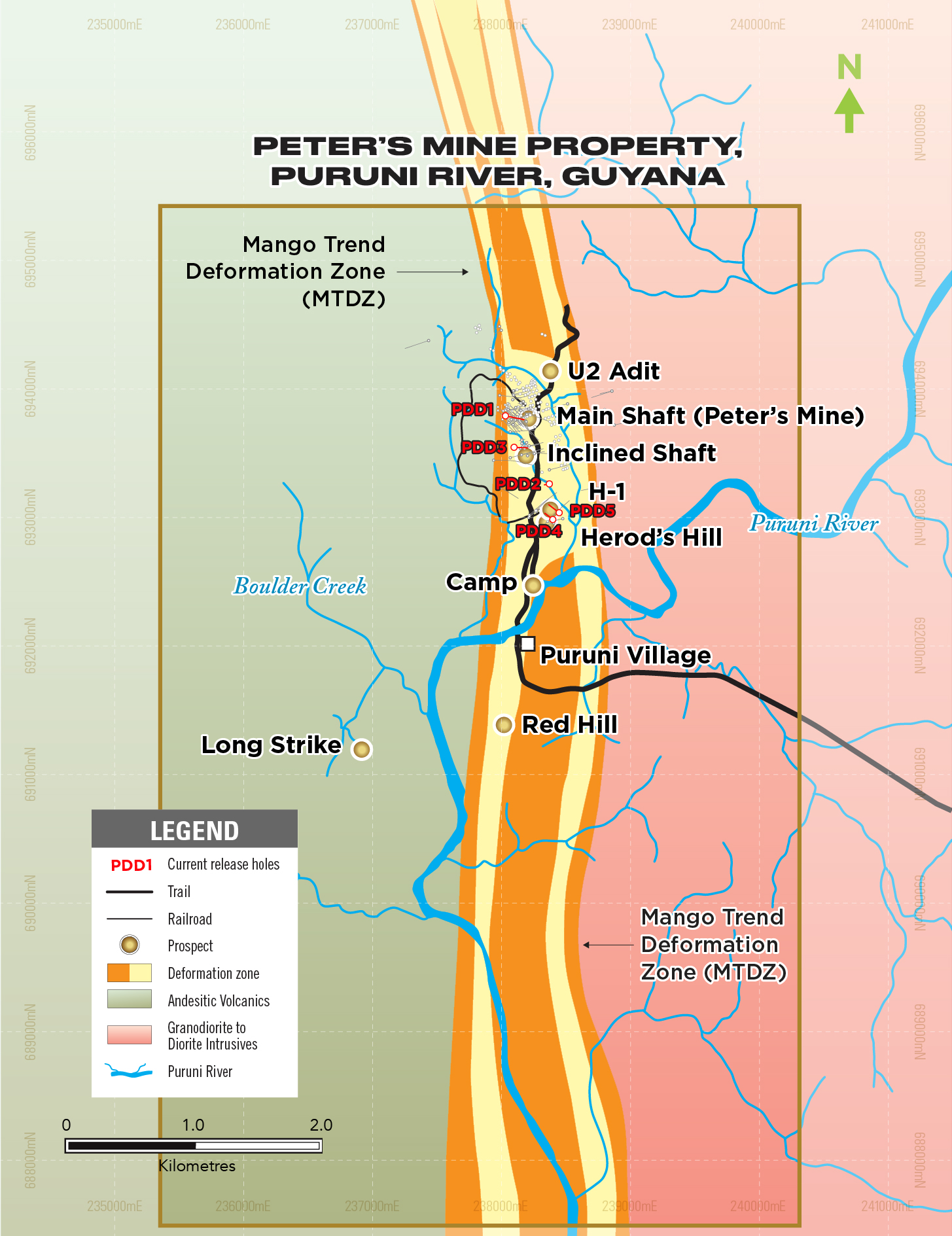 FIGURE 2 – Mango Trend Deformation Zone Geology