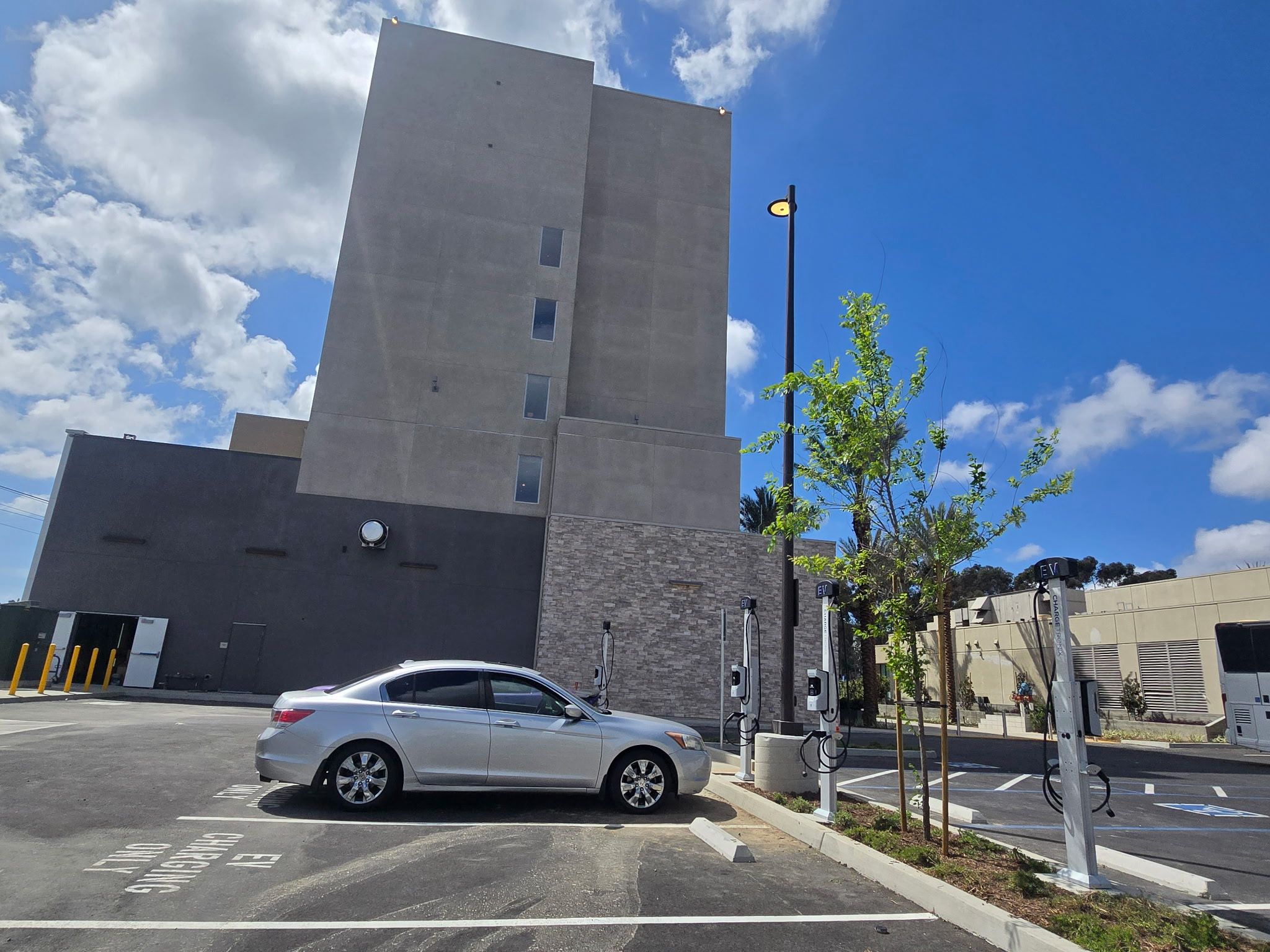 Four Level 2 EV charging stations at Mission Valley Marriott installed by Green Rain Energy Holdings 