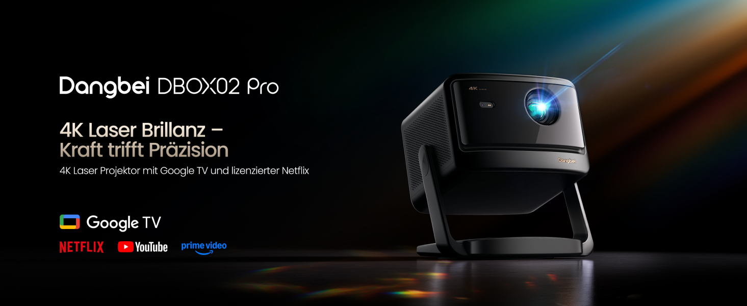 Dangbei DBOX02 Pro 4K-Laserprojektor mit Google TV und lizenziertem Netflix-Zugang