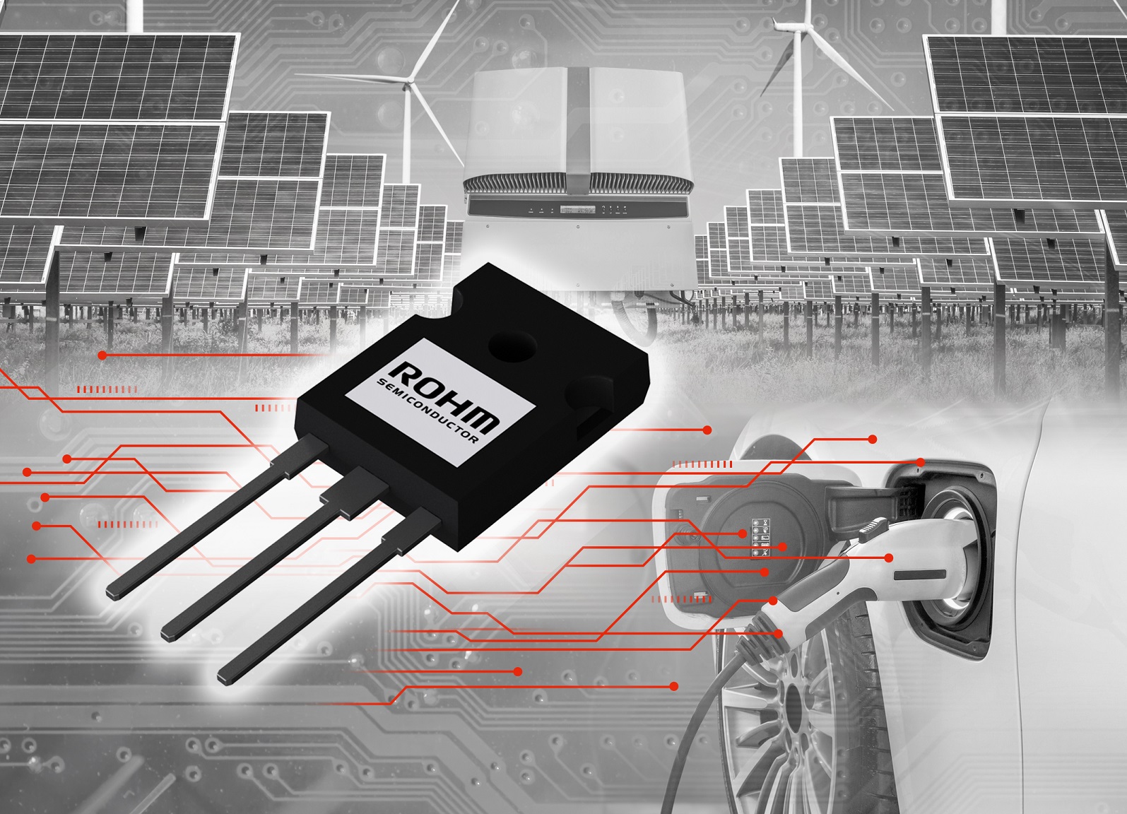 ROHM's new RGWxx65C series of hybrid IGBTs with an integrated 650V SiC Schottky barrier diode