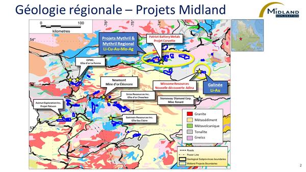 Figure 2 Géologie régionale-Projets Midland