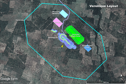 Figure 4: Bagoé Mine Layout – Veronique deposit