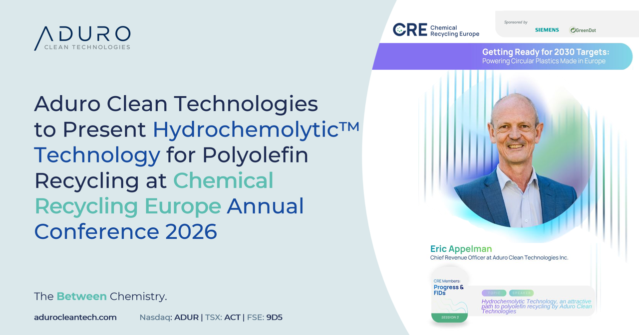 Aduro Presents Hydrochemolytic™ Polyolefin Recycling at CRE