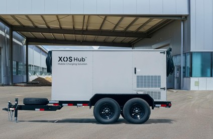 An Xos Hub deployed in the field for mobile EV charging. 
