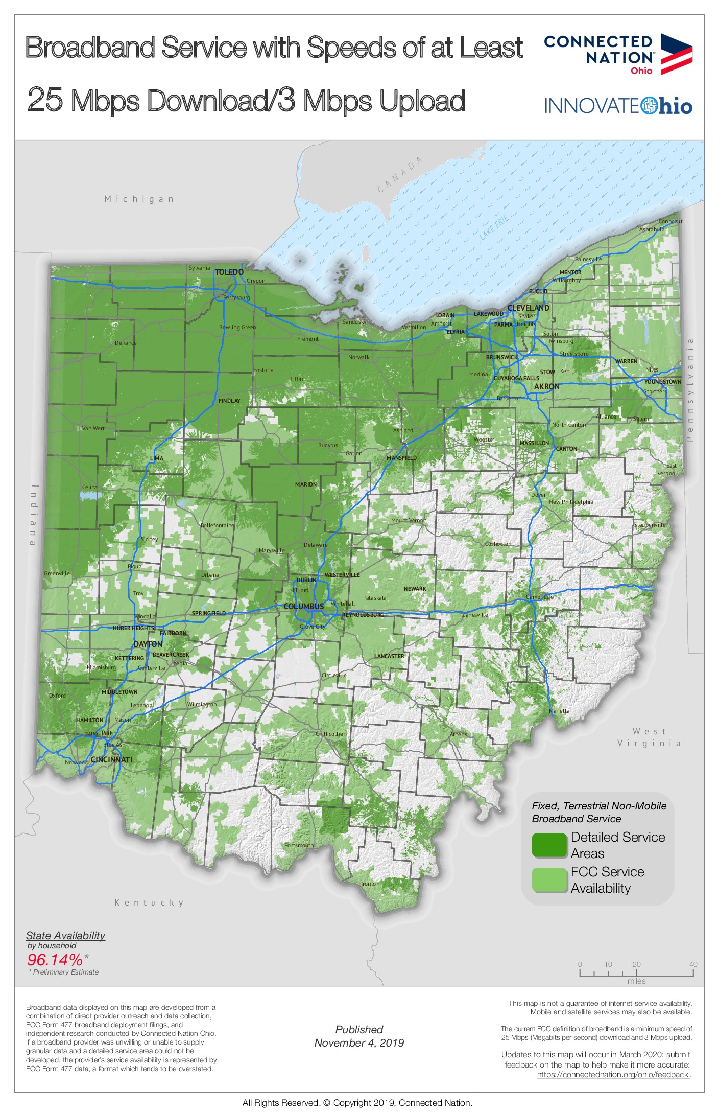 Example map from Connected Nation Ohio 