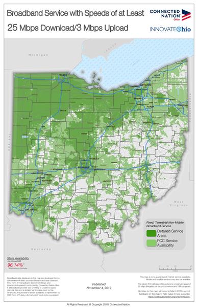 Example map from Connected Nation Ohio 