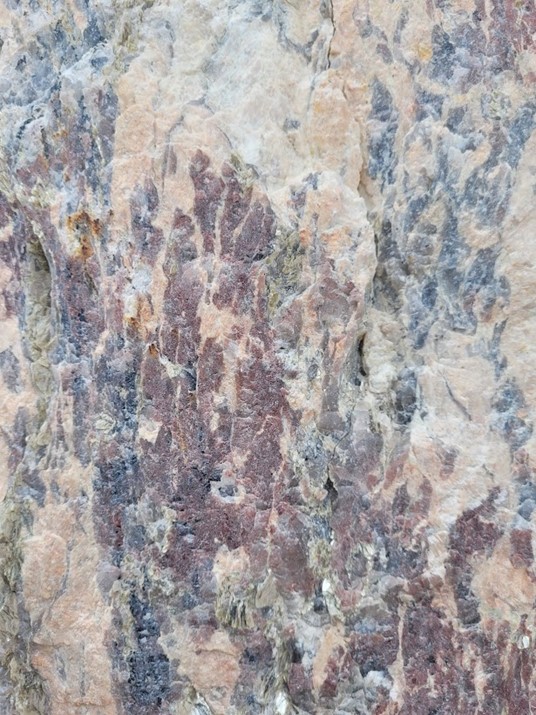 Biotite, quartz, and feldspar in enrichment zone in pegmatite, Liberty Lithium Project, South Dakota