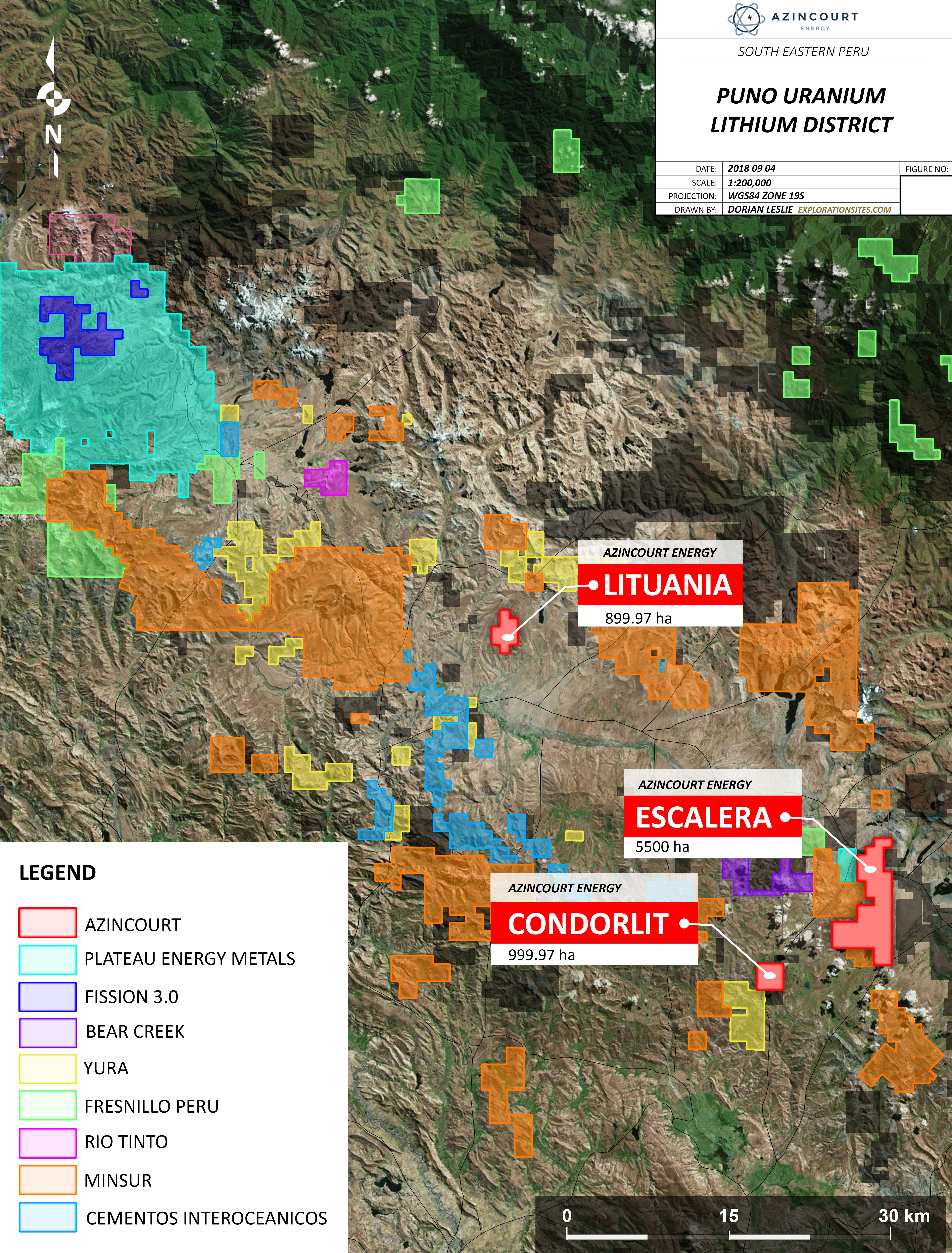 Figure 2: Azincourt projects and nearby projects in the Puno District, Southeastern Peru