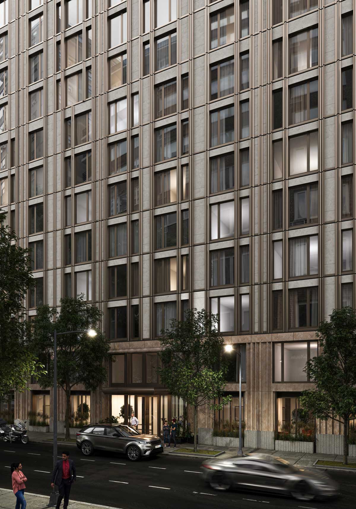 Render of Manhattan project 35th street with prefabricated exterior walls.