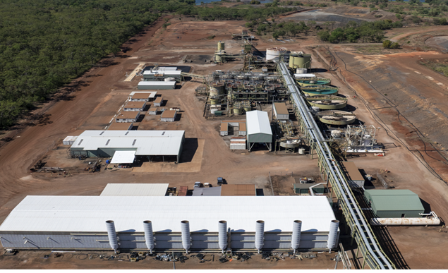 The NVRO Metals Hub electrowinning shed in the foreground. 