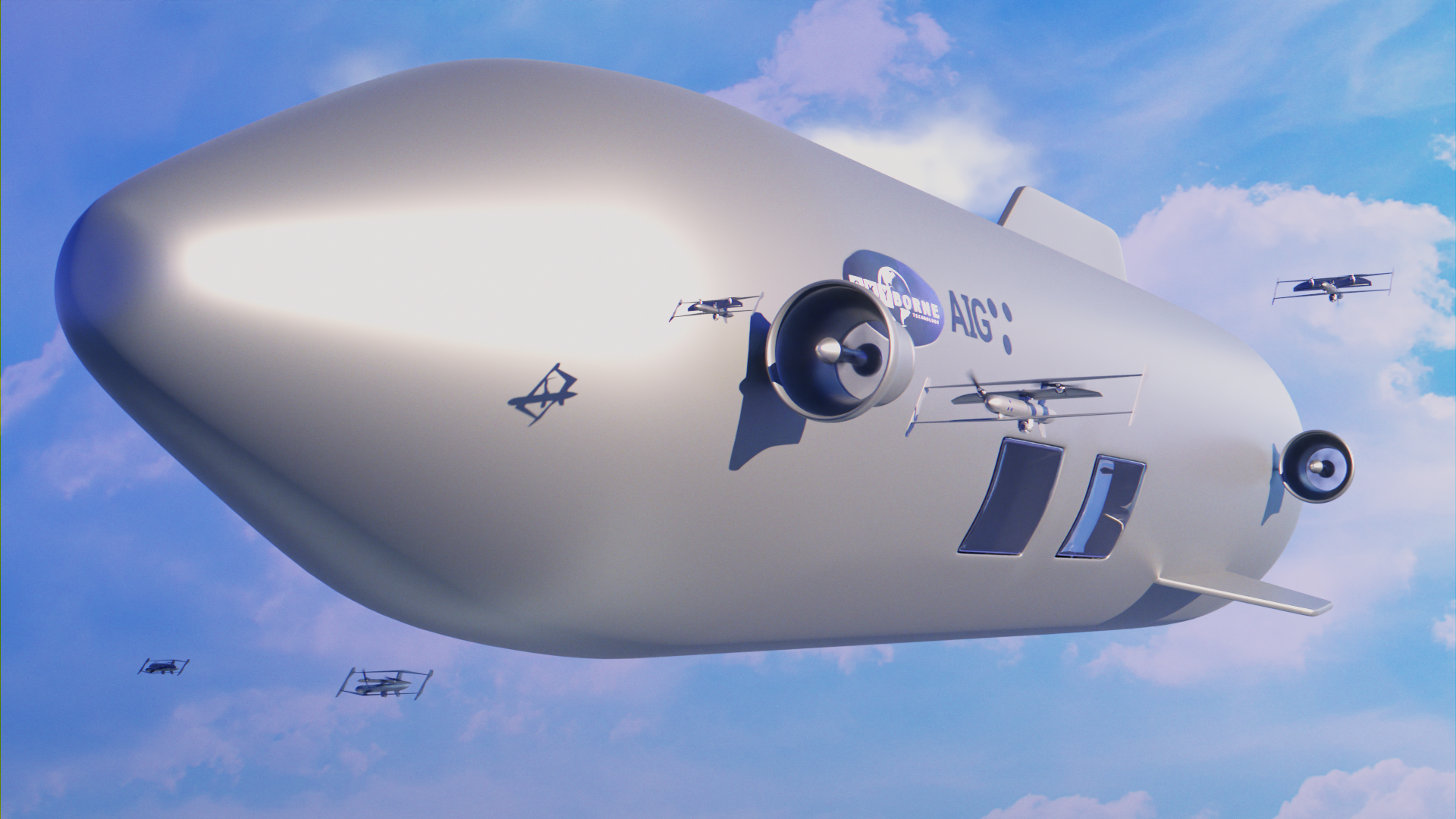 UMAV-Skyborne Technology's DART MA 600 Airship with Atlantic Industrial Group T-Wing Drones in Flight Operations