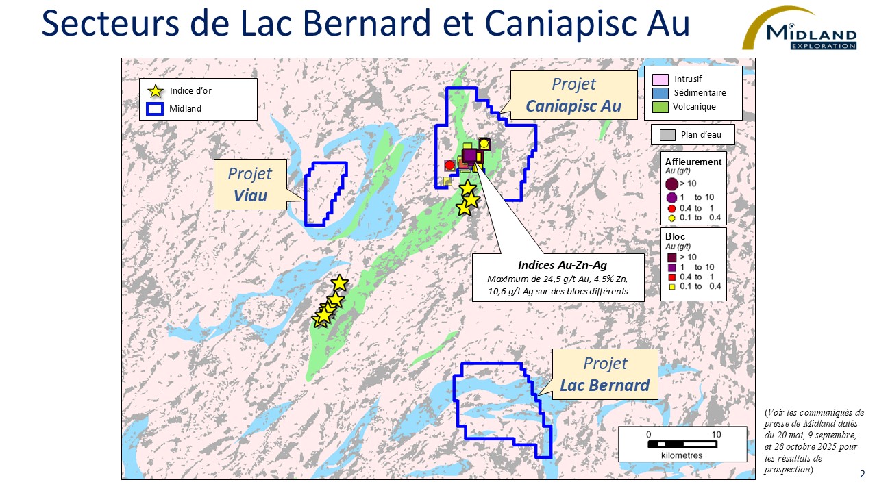 Figure 2 Secteurs de Lac Bernard et Caniapisc Au