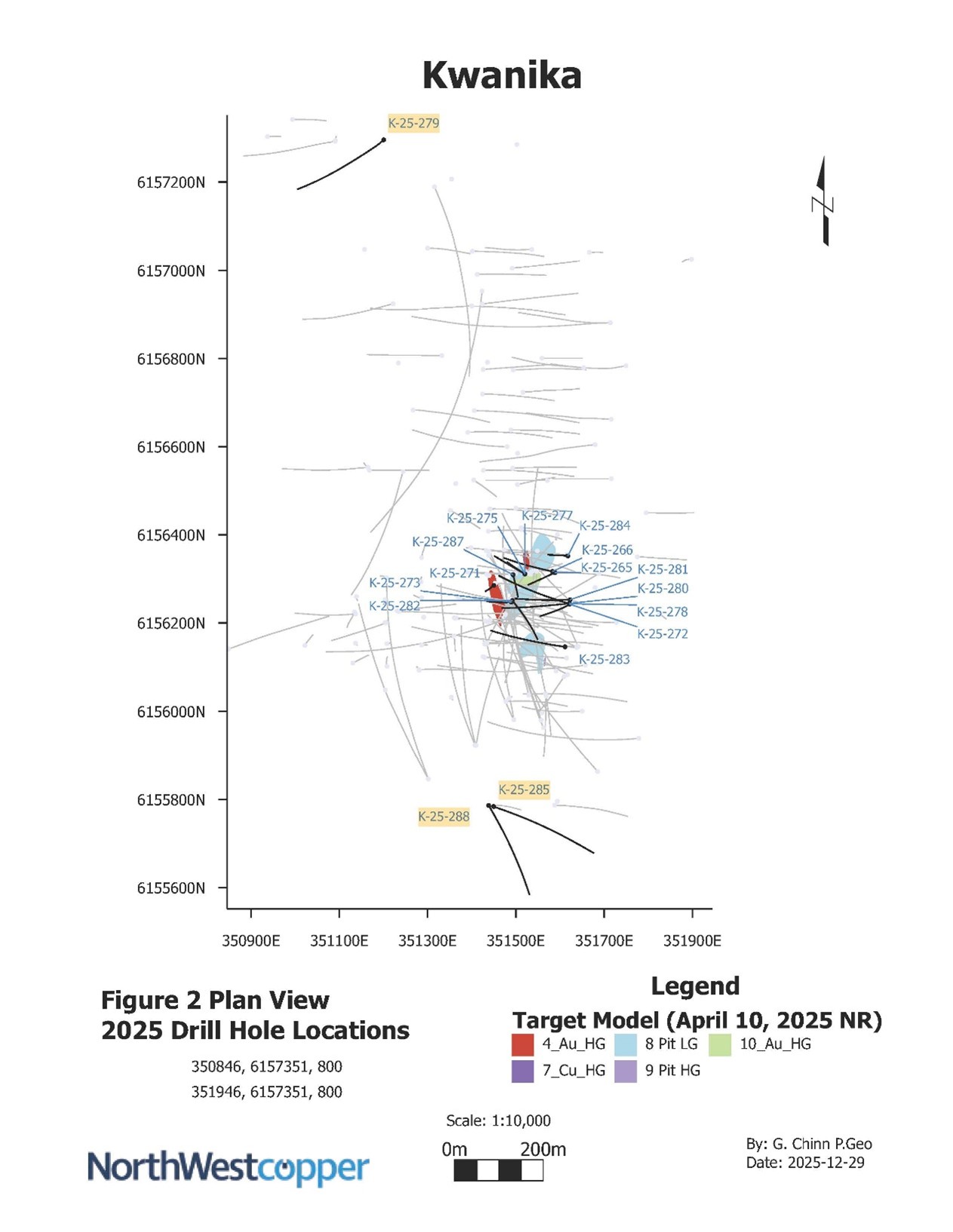 Plan View of 2025 Program Drill Hole Location