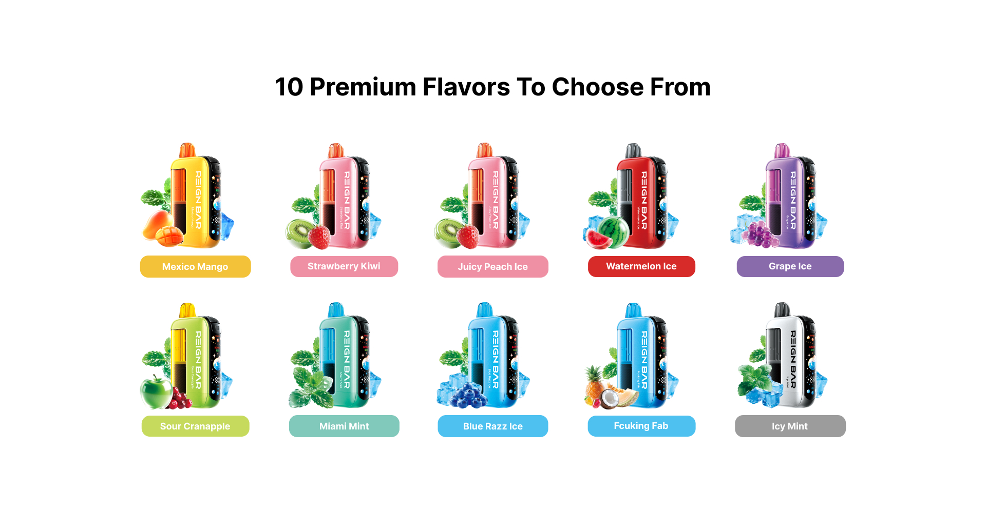 Mana 50K offers 10 diverse mixed fruity flavor options