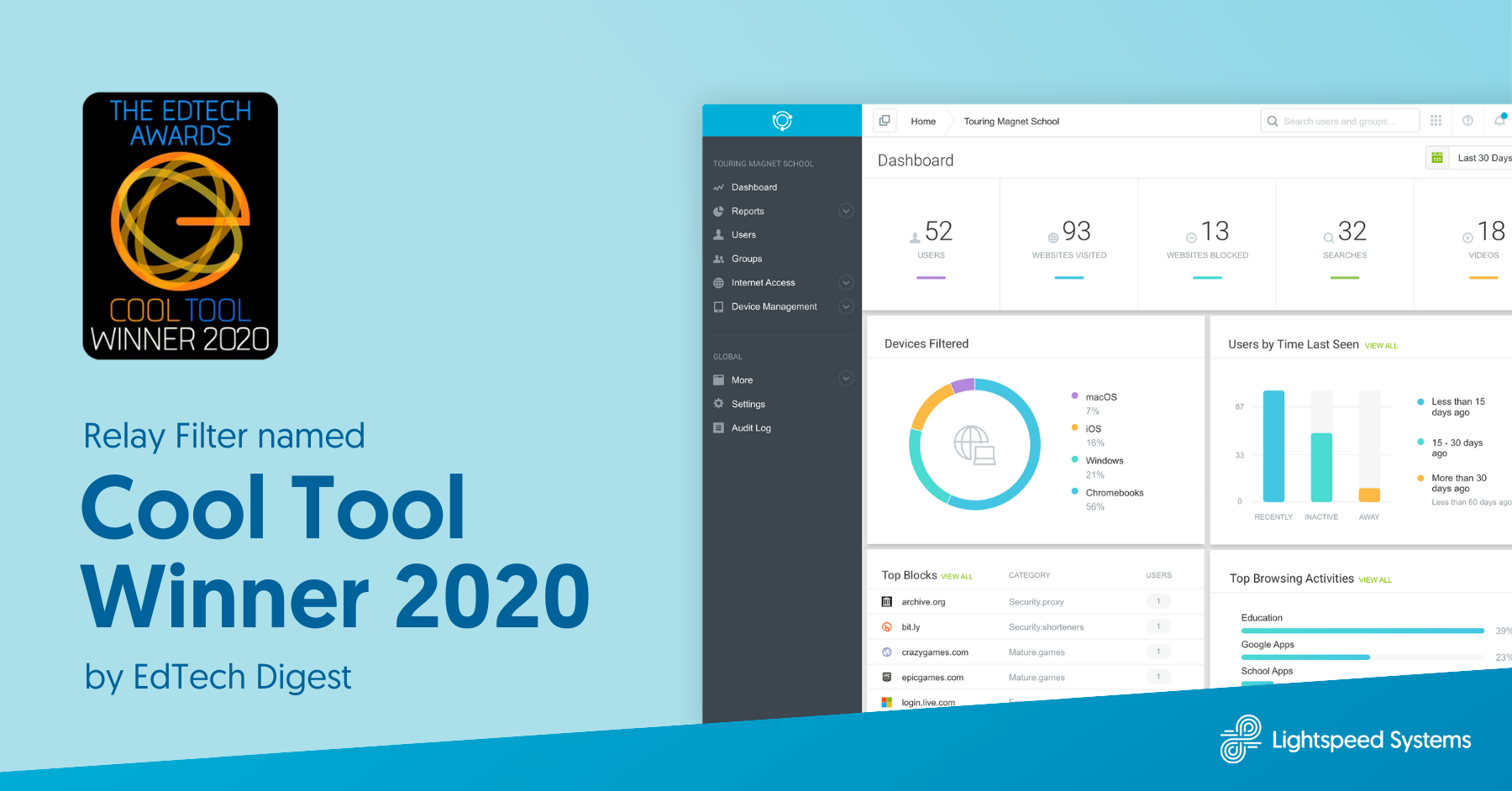 Lightspeed Systems Relay Filter recognized with Cool Tool 2020 Award by EdTech Digest